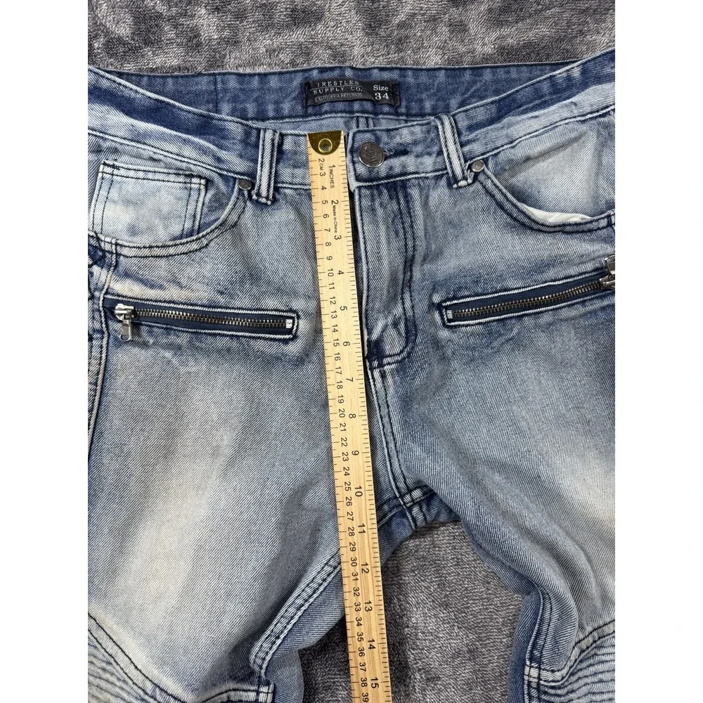 Trestles Supply Co. Zip Jeans Size 34 Blue Denim Acid Wash